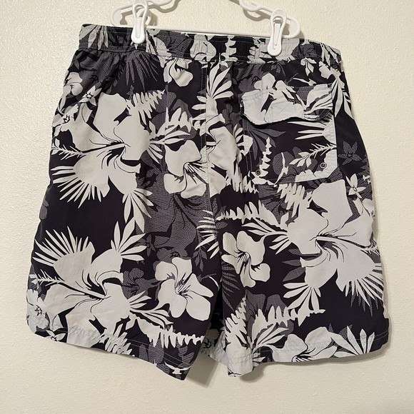 Caribbean Swimwear Large Gray Elastic Waist Drawstring Swim Board Shorts Mesh - Picture 2 of 10